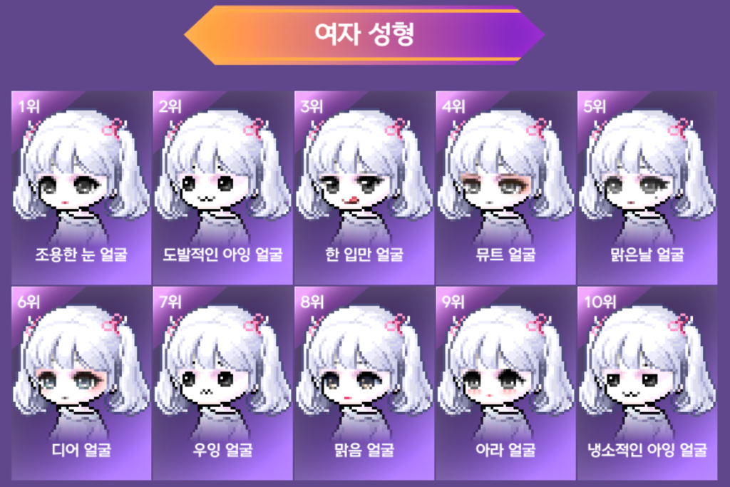 여자 성형 랭킹 TOP 10