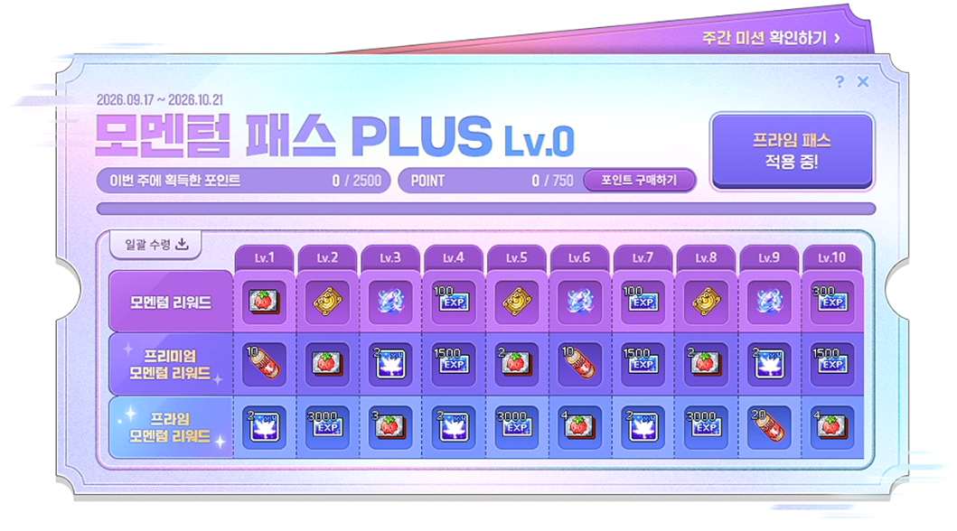 모멘텀 패스 PLUS 출시 슬라이드