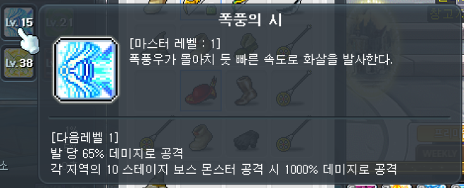 궁수 LV15 폭풍의 시 스킬 설명
